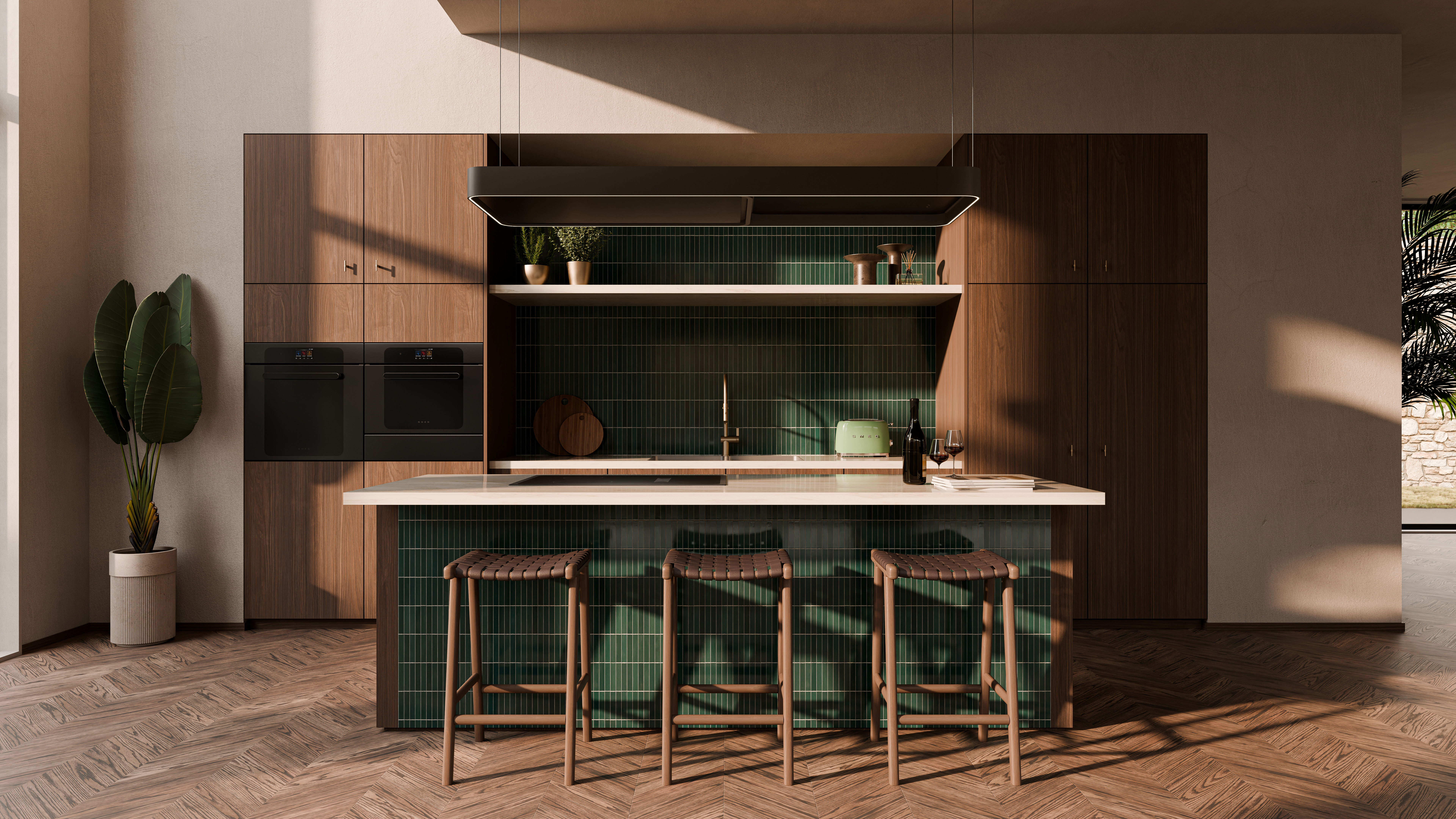 Czarny matowy czajnik Smeg KLF03BLMEU – zdjęcie lifestyle